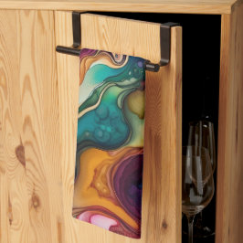 Psychedelisches Surreal-Aquarellmuster Geschirrtuch