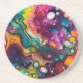 Psychedelisches Surreal-Aquarellmuster Getränkeuntersetzer (Vorne)
