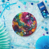 Psychedelisches Surreal-Aquarellmuster Pappteller (Party)