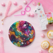 Psychedelisches Surreal-Aquarellmuster Pappteller (Party)