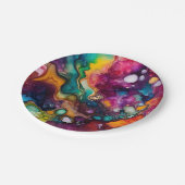Psychedelisches Surreal-Aquarellmuster Pappteller (Schrägansicht)