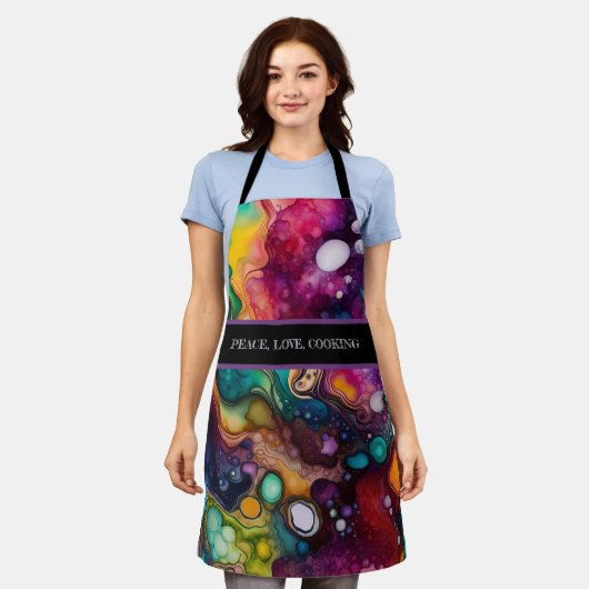 Psychedelisches Surreal-Aquarellmuster Schürze (Getragen)