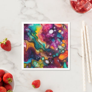 Psychedelisches Surreal-Aquarellmuster Serviette