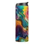 Psychedelisches Surreal-Aquarellmuster Thermosbecher (Nach links gedreht)