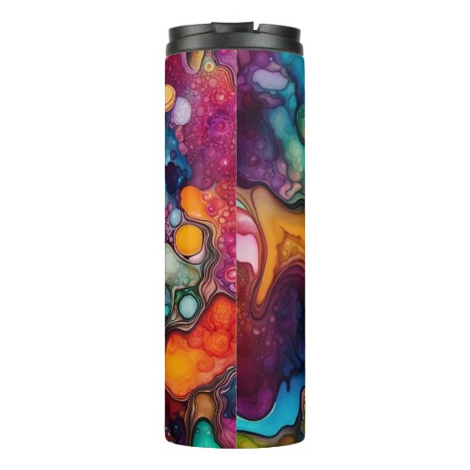 Psychedelisches Surreal-Aquarellmuster Thermosbecher (Rückseite)