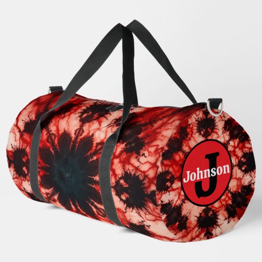 Psychedelisches Tie Dye Bloom Monogramm personalis Duffle Bag (Linke Ecke)