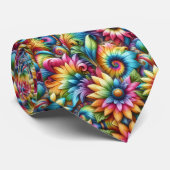 Psychedelisches Tie-Dye-Blumenmuster Krawatte (Gerollt)