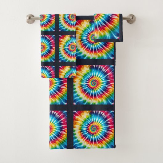 Psychedelisches Tie-Dye-Muster-Handtuch-Set Badhandtuch Set (Insitu)