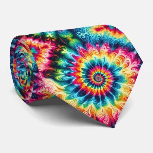 Psychedelisches Tie-Dye-Muster Krawatte (Gerollt)
