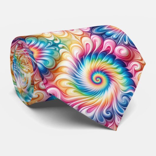 Psychedelisches Tie-Dye-Muster Krawatte (Gerollt)