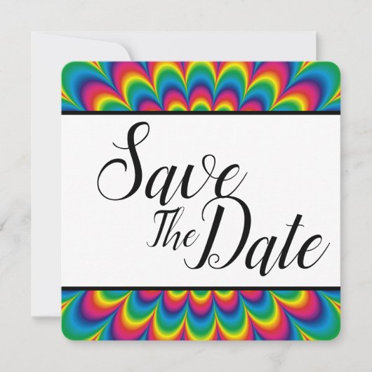 Psychedelisches Tie Dye Save The Date (Vorderseite)