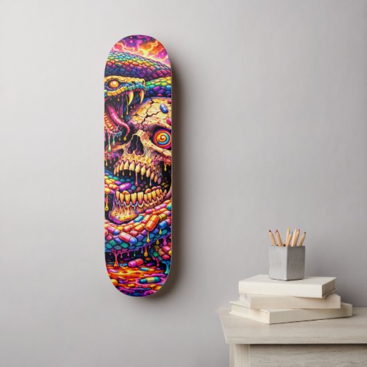 Psychedelisches Totenkopf-Schlangenskatetboard-Dec Skateboard (Wandkunst)