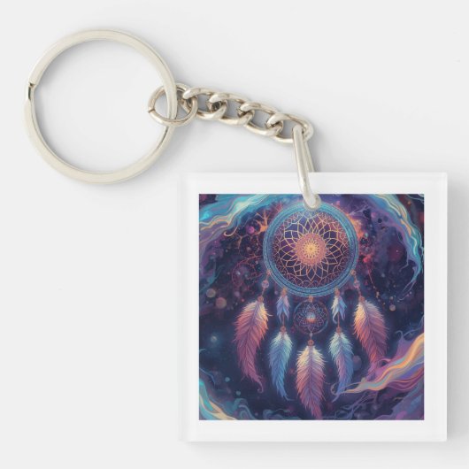 psychedelisches Traumfänger-Design Schlüsselanhänger (Vorderseite)