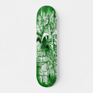 Psychedelisches Trippy Black und grünes Leaf Zeich Skateboard