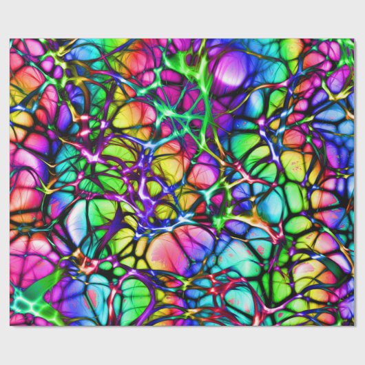 Psychedelisches und buntes Netz der Linien Geschenkpapier (Flach)