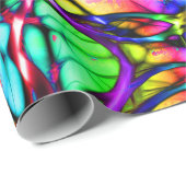 Psychedelisches und buntes Netz der Linien Geschenkpapier (Rolleneckpunkt)