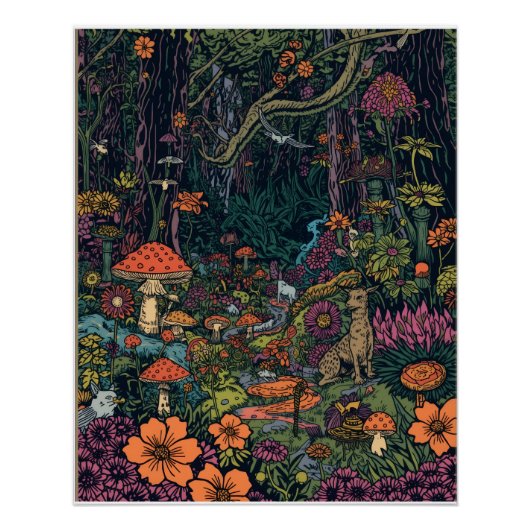 Psychedelisches Waldposter Poster (Vorderseite)