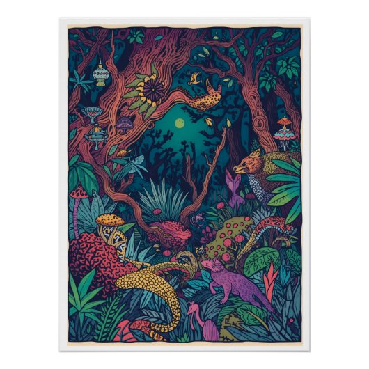 Psychedelisches Waldposter Poster (Vorderseite)