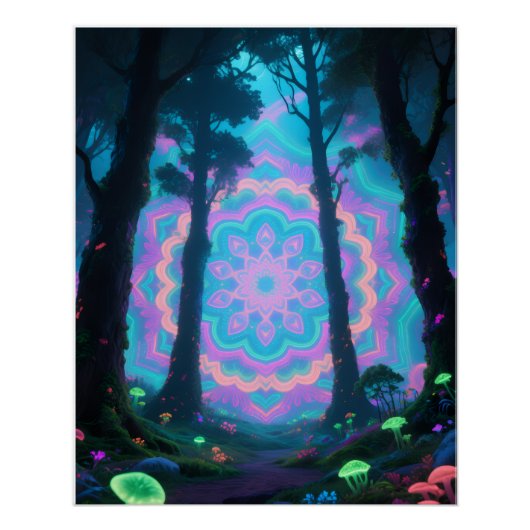Psychedelisches Waldposter Poster (Vorderseite)