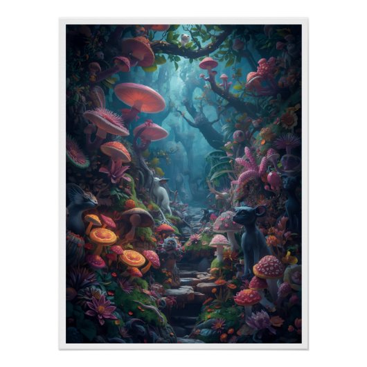 Psychedelisches Waldposter Poster (Vorderseite)