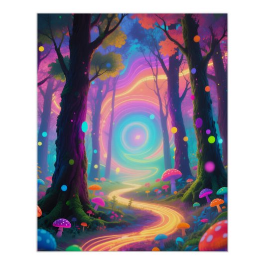 Psychedelisches Waldposter Poster (Vorderseite)