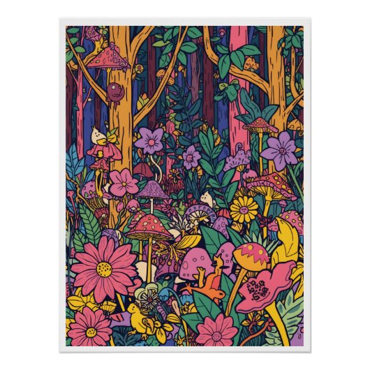 Psychedelisches Waldposter Poster (Vorderseite)