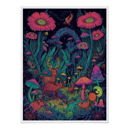 Psychedelisches Waldposter Poster (Vorderseite)