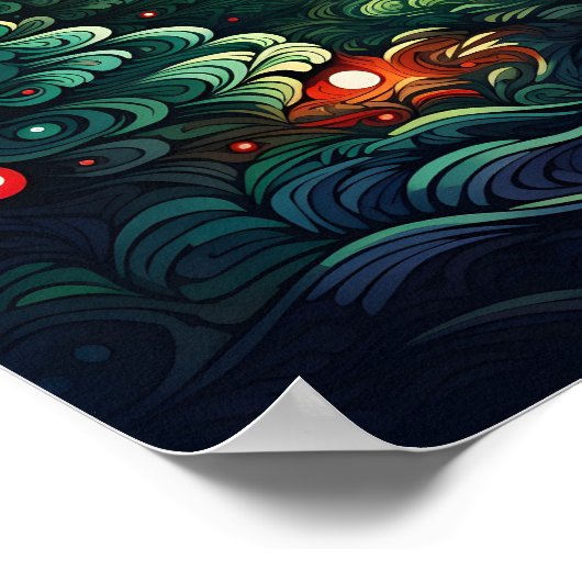 Psychedelisches Weihnachtsbaumposter Poster (Ecke)