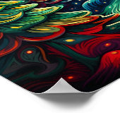 Psychedelisches Weihnachtsbaumposter Poster (Ecke)