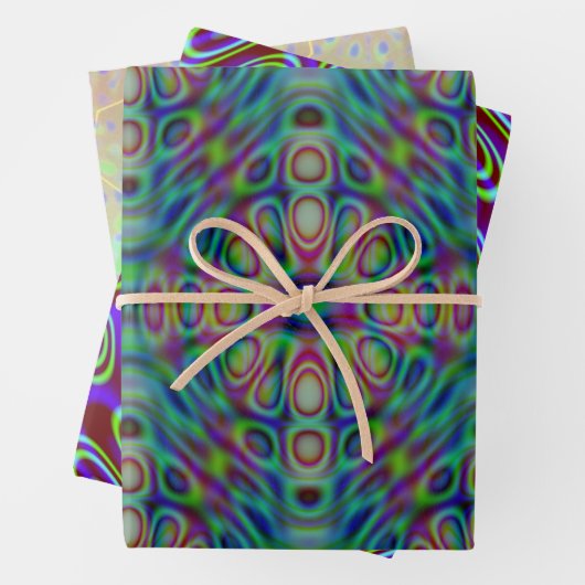 Psychedelisches Wrapping Paper Flat Sheet Set 3 Geschenkpapier Set (Beispiel)