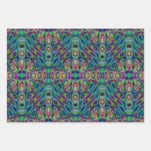 Psychedelisches Wrapping Paper Flat Sheet Set 3 Geschenkpapier Set (Vorderseite)