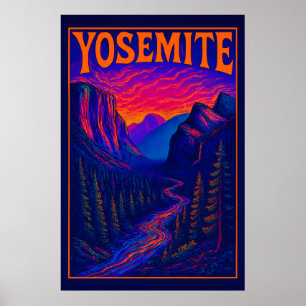 Psychedelisches Yosemite Poster