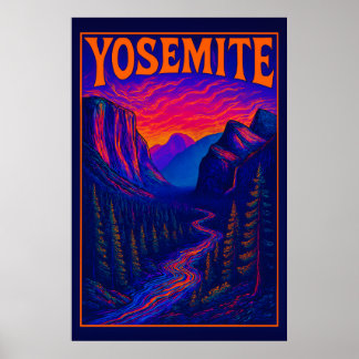 Psychedelisches Yosemite Poster