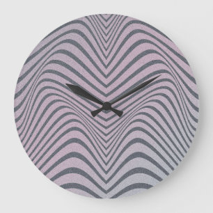 Psychedelisches Zebra: Graue Vintage Streifen. Große Wanduhr