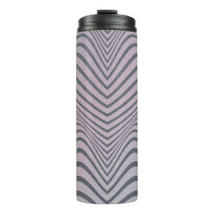 Psychedelisches Zebra: Graue Vintage Streifen. Thermosbecher