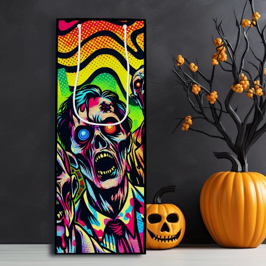 Psychedelisches Zombies-Halloween-Party Geschenktüte Für Weinflaschen