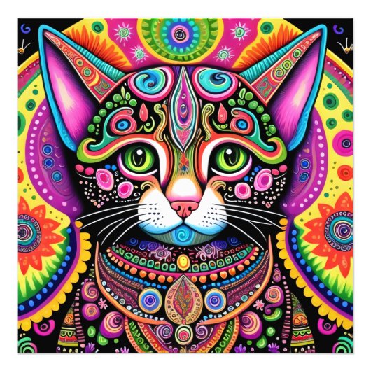 Psychedelkatze Fotodruck (Vorne)