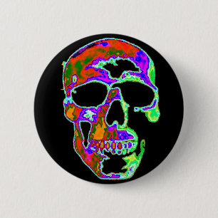 Psychedellic Schädel Button