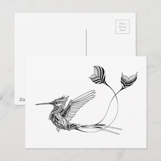 Psychedlic Bird Tattoo Postkarte (Vorne/Hinten)