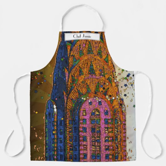 Psychedlic NYC: Chrysler Gebäude Top Closeup #1 Schürze (Vorderseite)