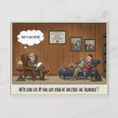 Psychiater Büro Humor Cartoon Postkarte (Vorderseite)