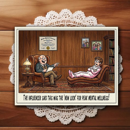 Psychiater Büro Humor Cartoon Postkarte