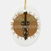 Psychiater Caduceus Oval Keramikornament (Vorne)