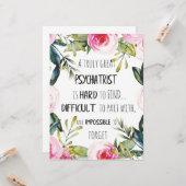 Psychiater Vielen Dank, dass Sie Geschenke Idee Karte (Vorderseite/Rückseite Beispiel)