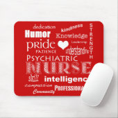 Psychiatric Nurse-Word Cloud/Deep Red Mousepad (Mit Mouse)