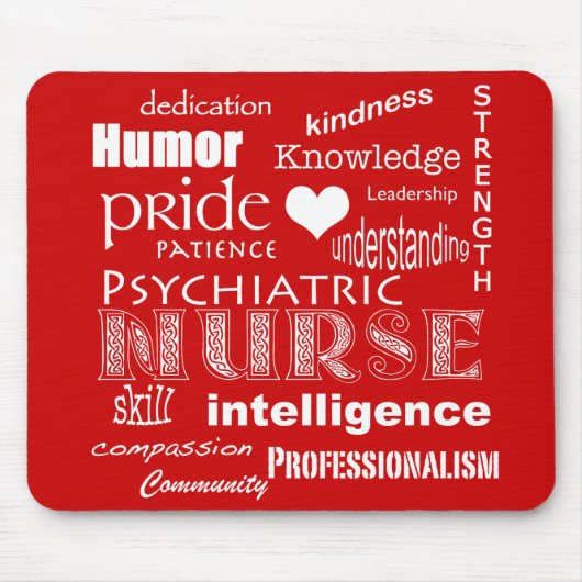 Psychiatric Nurse-Word Cloud/Deep Red Mousepad (Vorne)
