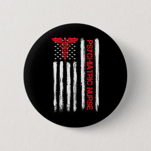 Psychiatrische Krankenschwester Amerikanische Flag Button