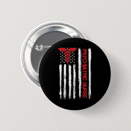 Psychiatrische Krankenschwester Amerikanische Flag Button (Vorne & Hinten)