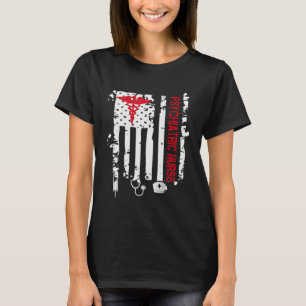 Psychiatrische Krankenschwester Amerikanische Flag T-Shirt