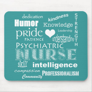 Psychiatrische Nurse-Word-Wolke/Aquamarin Grüne Mousepad